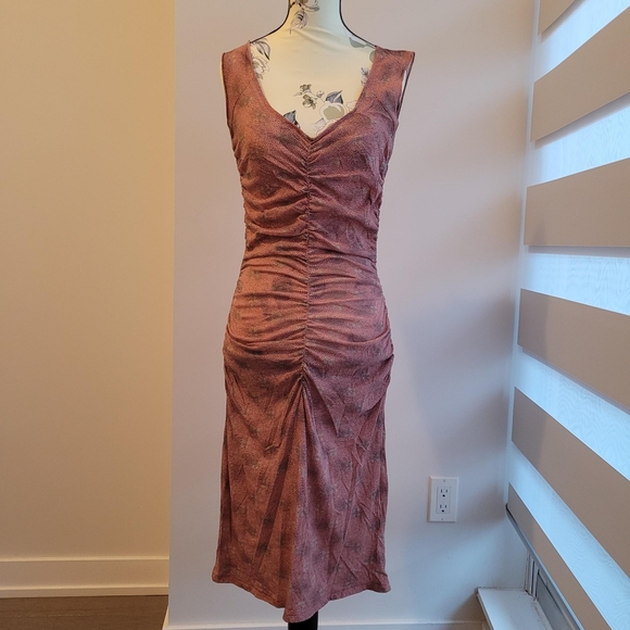 Club Monaco Pink Ruched Bodycon Dress - Picture 1 of 5